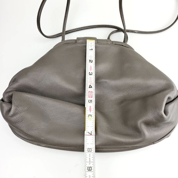 ASPECTS Grey Leather Crossbody Bag Thin Strap Basic Minimal Made in KOREA - Picture 9 of 14